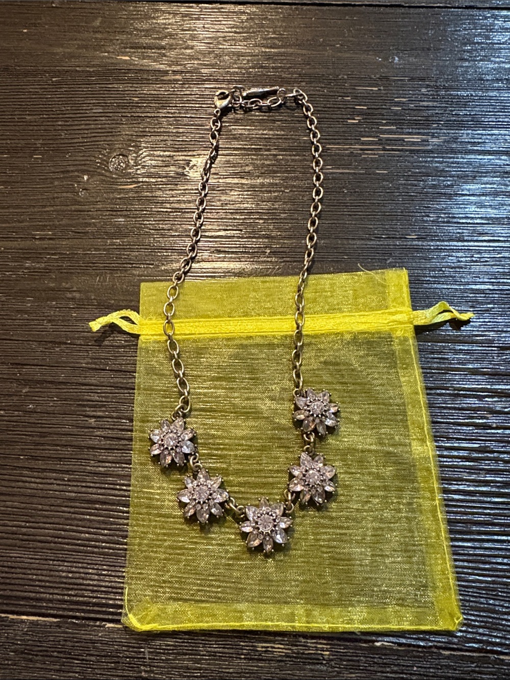 Delicate Floral Crystal Necklace in Gold-Tone — Women Jewelry